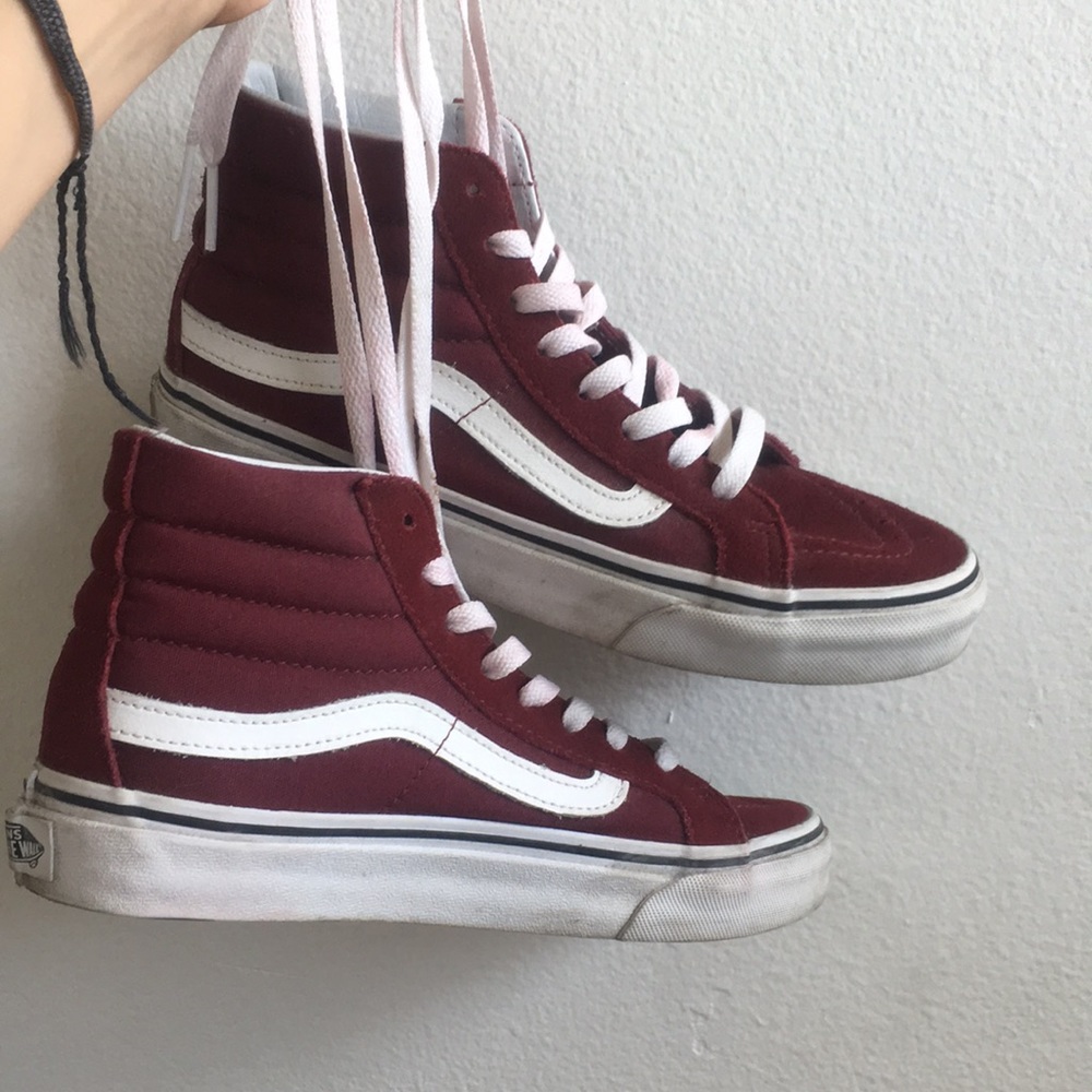 Maroon Vans Hi-tops